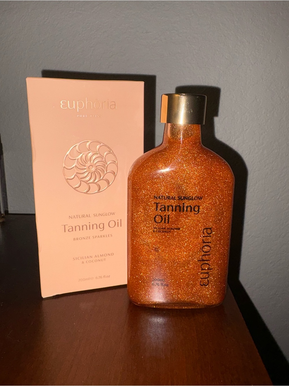 Euphoria Natural Sunglow Tanning Oil — Bronze Sparkle (Copper)